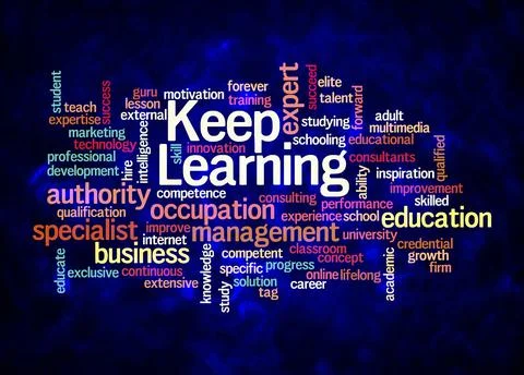 Word Cloud with KEEP LEARNING concept create with text only Illustrazione stock
