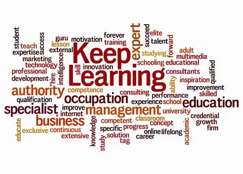 Word Cloud with KEEP LEARNING concept create with text only Illustrazione stock
