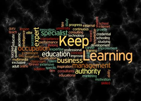 Word Cloud with KEEP LEARNING concept create with text only 스톡 일러스트