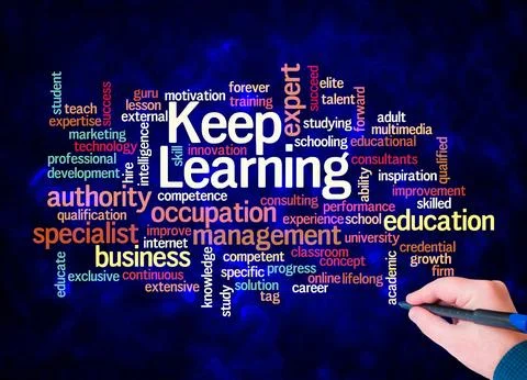 Word Cloud with KEEP LEARNING concept create with text only 스톡 일러스트