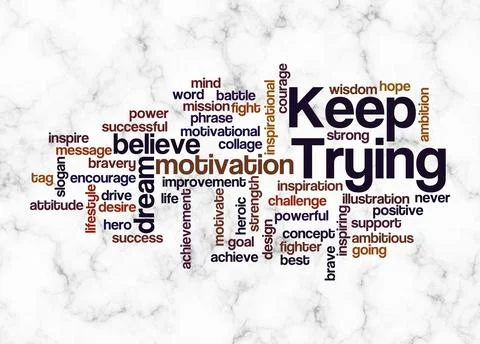Word Cloud with KEEP TRYING concept create with text only Stock Illustration