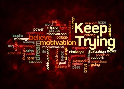 Word Cloud with KEEP TRYING concept create with text only Stock Illustration