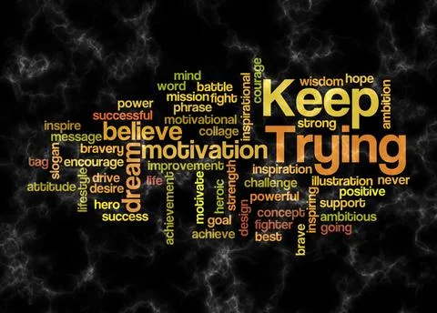 Word Cloud with KEEP TRYING concept create with text only Stock Illustration