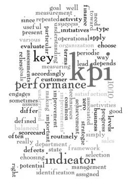 Word cloud of key performance indicator (kpi) and its related words Stockillustratie