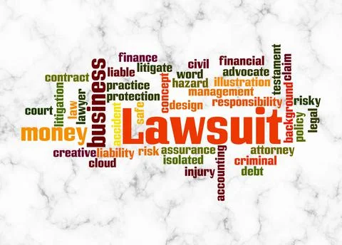 Word Cloud with LAWSUIT concept create with text only Stock Illustration