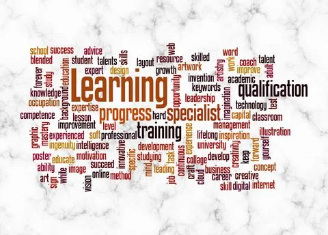 Word Cloud with LEARNING concept create with text only 스톡 일러스트