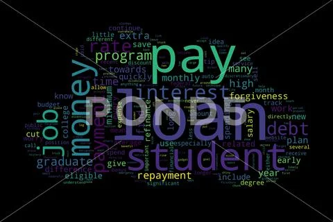 Word cloud of loan concept on black background. Illustration #218208160