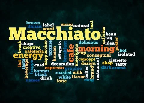 Word Cloud with MACCHIATO concept create with text only Stock Illustration