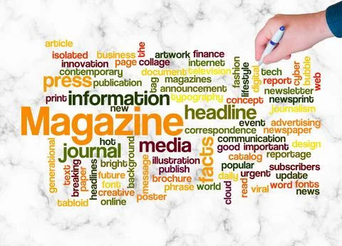 Word Cloud with MAGAZINE concept create with text only Stock Illustration