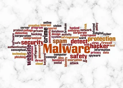 Word Cloud with MALWARE concept create with text only Stock Illustration