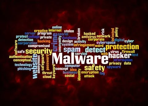 Word Cloud with MALWARE concept create with text only Stock Illustration
