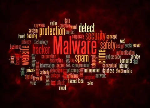 Word Cloud with MALWARE concept create with text only Stock Illustration