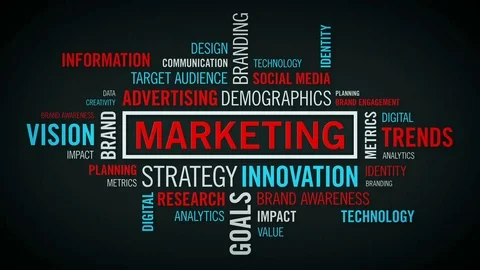 Word Cloud Marketing Black Stock Footage 77374740