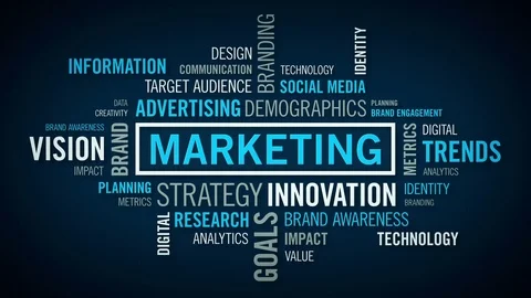 Word Cloud Marketing Blue Stock Footage 77374840