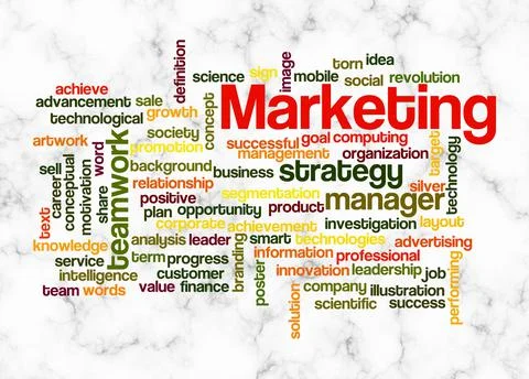 Word Cloud with MARKETING concept create with text only Stock Illustration