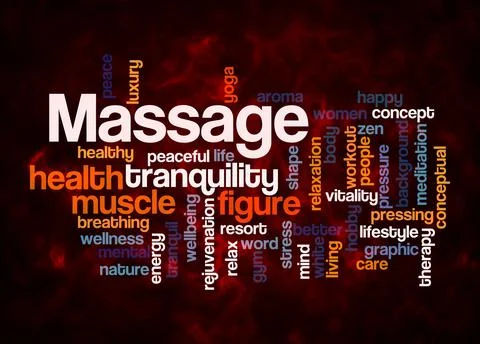 Word Cloud with MASSAGE concept create with text only Stock Illustration