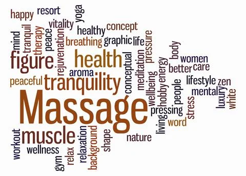 Word Cloud with MASSAGE concept create with text only Stock Illustration
