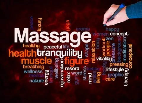 Word Cloud with MASSAGE concept create with text only Stock Illustration