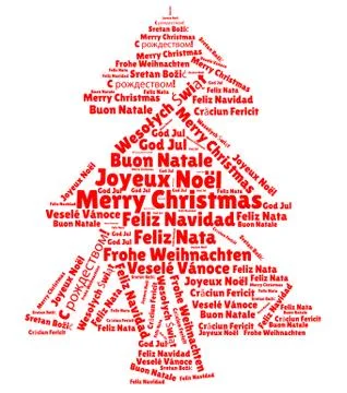 Word Cloud with "Merry Christmas" in different languages Stock Illustration