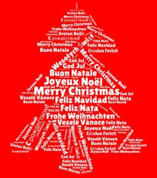 Word Cloud with "Merry Christmas" in different languages Stock Illustration