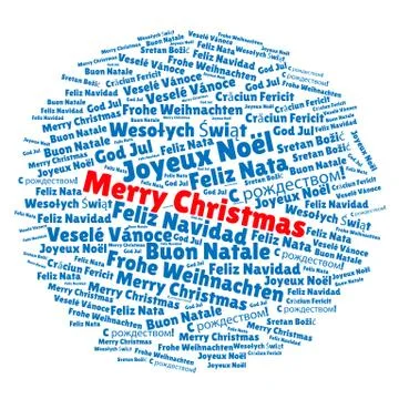Word Cloud with "Merry Christmas" in different languages Stock Illustration