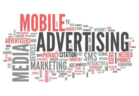 Word cloud mobile advertising Stock Illustration
