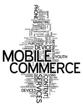 Word cloud mobile commerce Ilustración de archivo