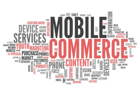 Word cloud mobile commerce Stock Illustration