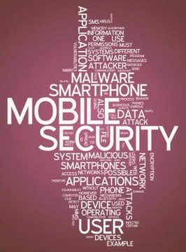 Word cloud mobile security Stock Illustration