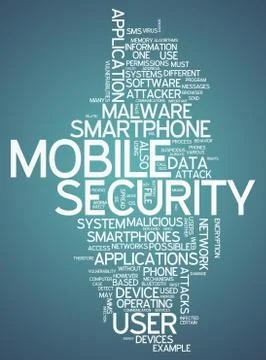Word cloud mobile security Stock Illustration
