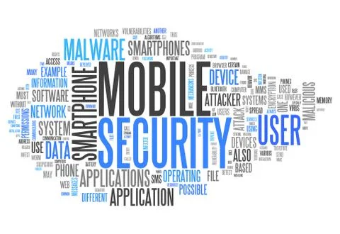 Word cloud mobile security Stockillustratie