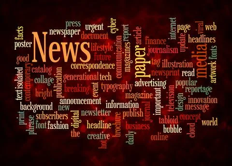 Word Cloud with NEWS concept create with text only Stock Illustration