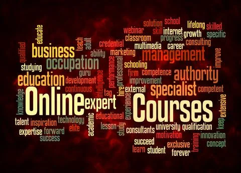 Word Cloud with ONLINE COURSES concept create with text only Stock Illustration