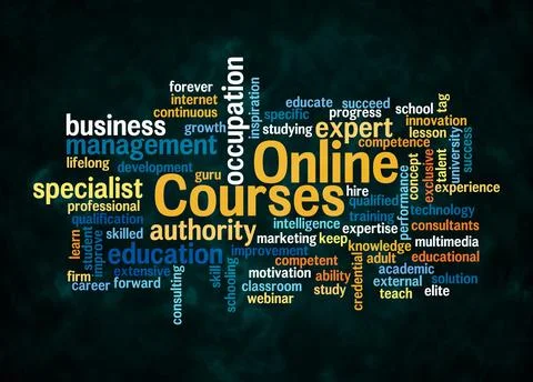 Word Cloud with ONLINE COURSES concept create with text only Illustrazione stock