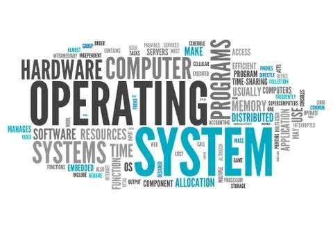 Word cloud operating system Stockillustratie