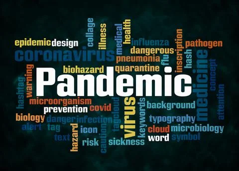 Word Cloud with PANDEMIC concept create with text only Stock Illustration