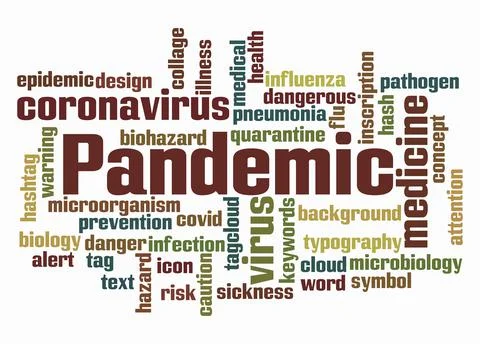 Word Cloud with PANDEMIC concept create with text only Stock Illustration