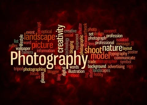 Word Cloud with PHOTOGRAPHY concept create with text only Stock Illustration