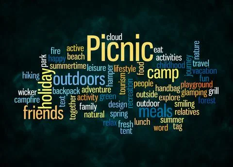 Word Cloud with PICNIC concept create with text only Stock Illustration