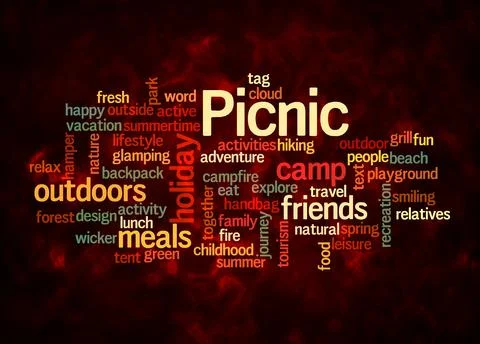 Word Cloud with PICNIC concept create with text only Stock Illustration