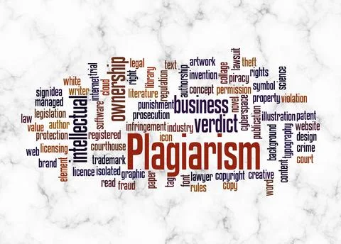 Word Cloud with PLAGIARISM concept create with text only Stock Illustration