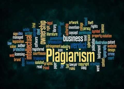 Word Cloud with PLAGIARISM concept create with text only Stock Illustration