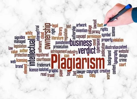 Word Cloud with PLAGIARISM concept create with text only Illustrazione stock