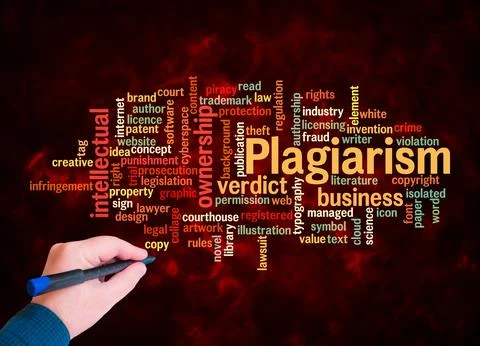 Word Cloud with PLAGIARISM concept create with text only Illustrazione stock