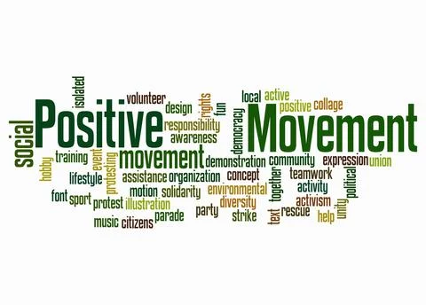 Word Cloud with POSITIVE MOVEMENT concept create with text only Stock Illustration