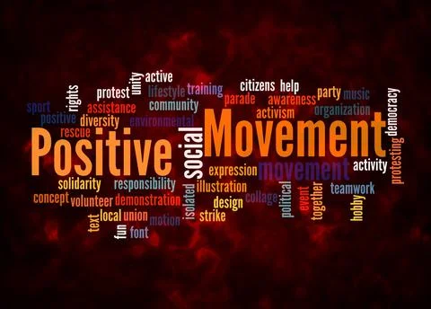 Word Cloud with POSITIVE MOVEMENT concept create with text only Stock Illustration