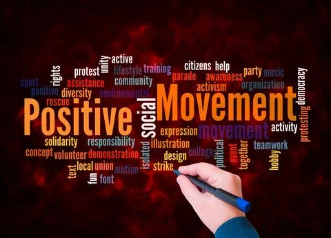 Word Cloud with POSITIVE MOVEMENT concept create with text only Stock Illustration