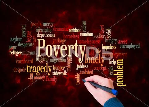 Word Cloud with POVERTY concept create with text only Ilustração Stock