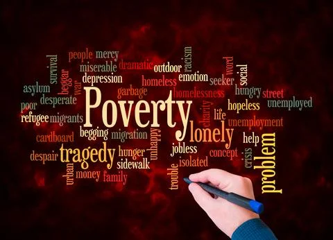 Word Cloud with POVERTY concept create with text only Stock Illustration