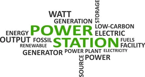 Word cloud - power station Stock Illustration